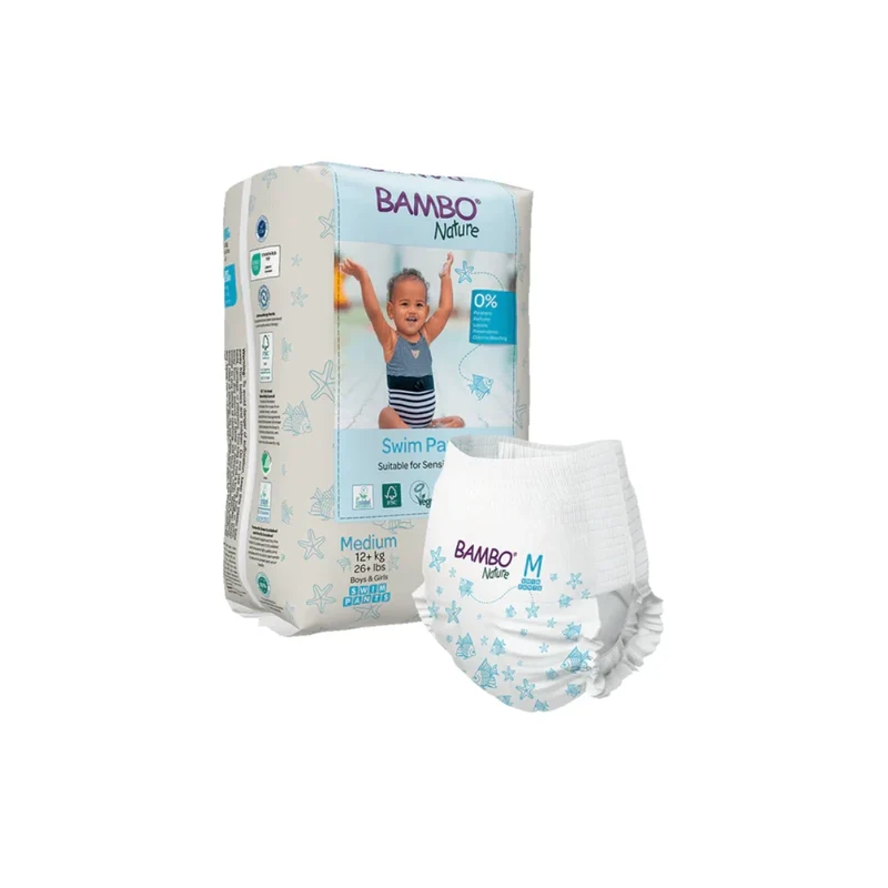 Fraldas de Natação Bambo Nature Tamanho M (+12kg) 12 Unidades