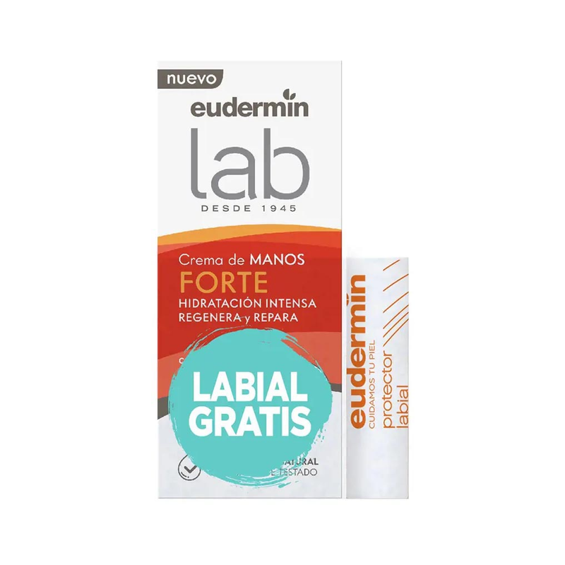 Eudermin Forte Creme de Mãos 75ml + Batom Labial Grátis – Nutrição e proteção intensa para mãos e lábios