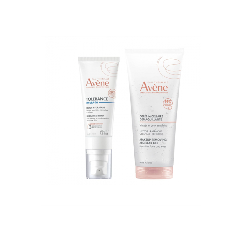Avène Tolerance Hydra-10 Fluido Hidratante 40ml + Gel Micelar Desmaquilhante 100ml Coffret