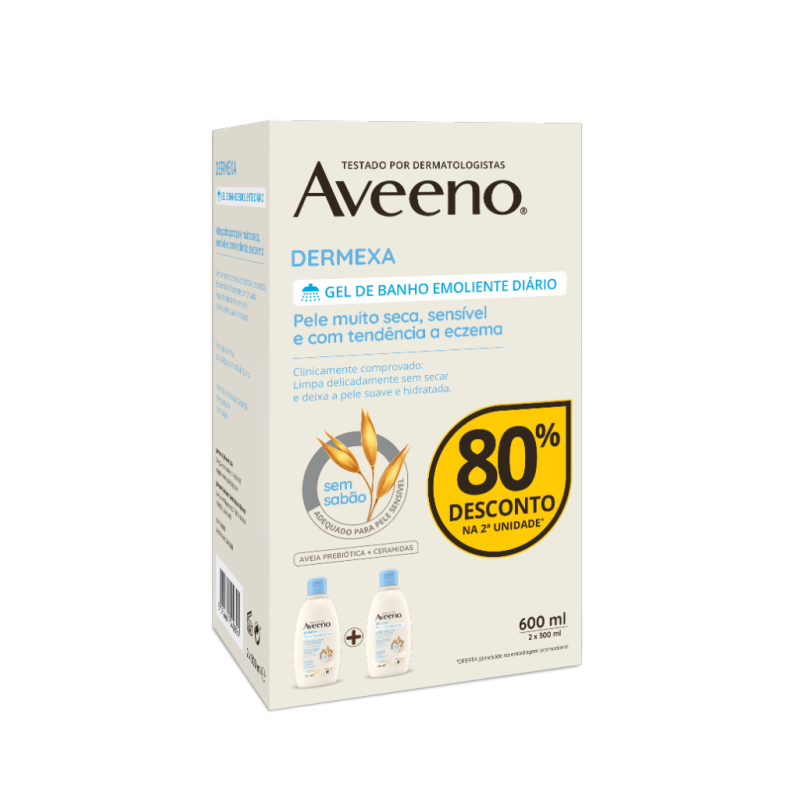 Aveeno Dermexa Gel de Banho Emoliente Diário – 2x300ml