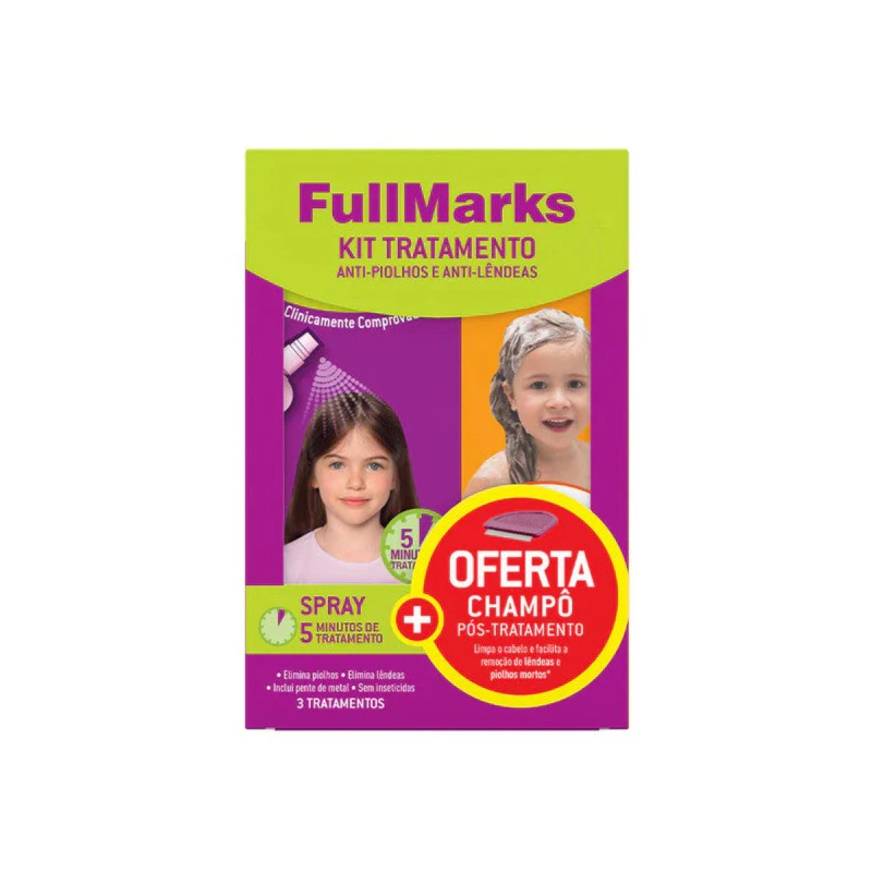 FullMarks Kit Tratamento Anti-Piolhos e Lêndeas – Spray 150 ml + Champô 150 ml