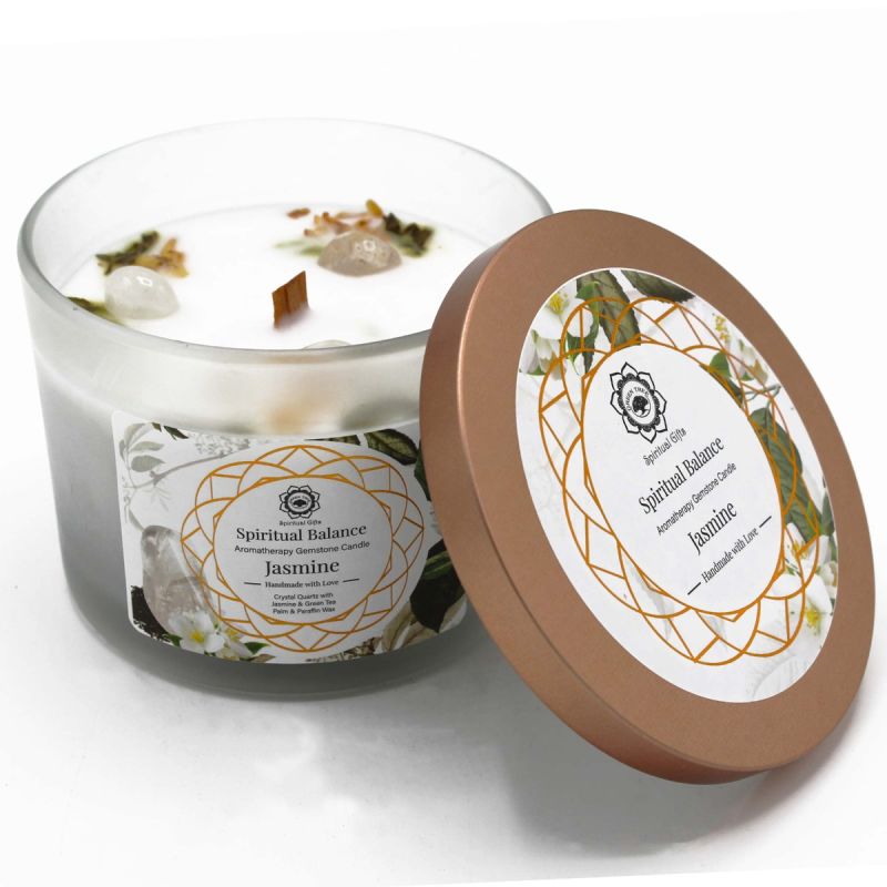 Spiritual Gifts - Vela Aromática com Pedras Balanço Espiritual - Jasmine
