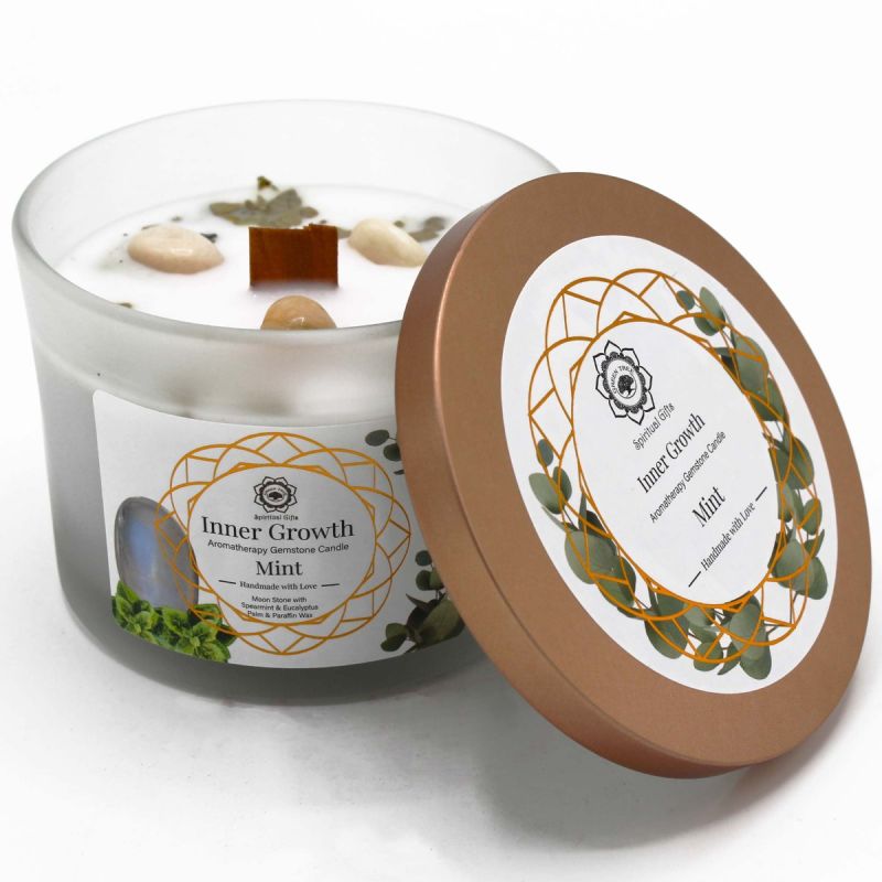 Spiritual Gifts - Vela Aromática com Pedras Crescimento Interior - Mint