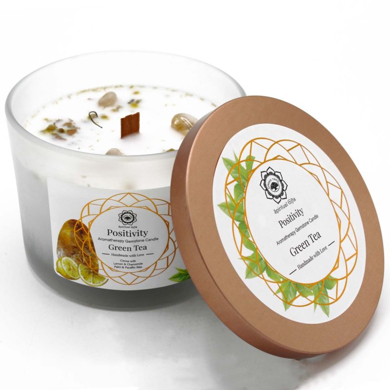Spiritual Gifts - Vela Aromática com Pedras Positividade - Green Tea
