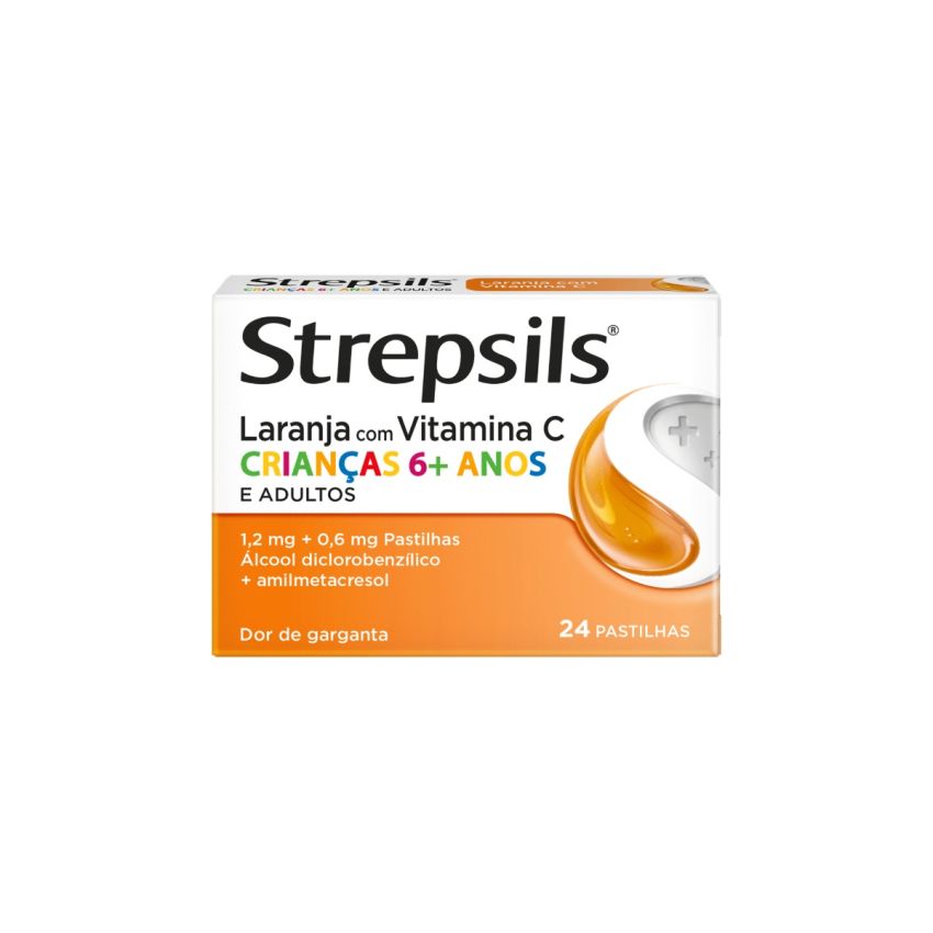 Strepsils Laranja com Vitamina C – Crianças 6+ e Adultos | 24 Pastilhas
