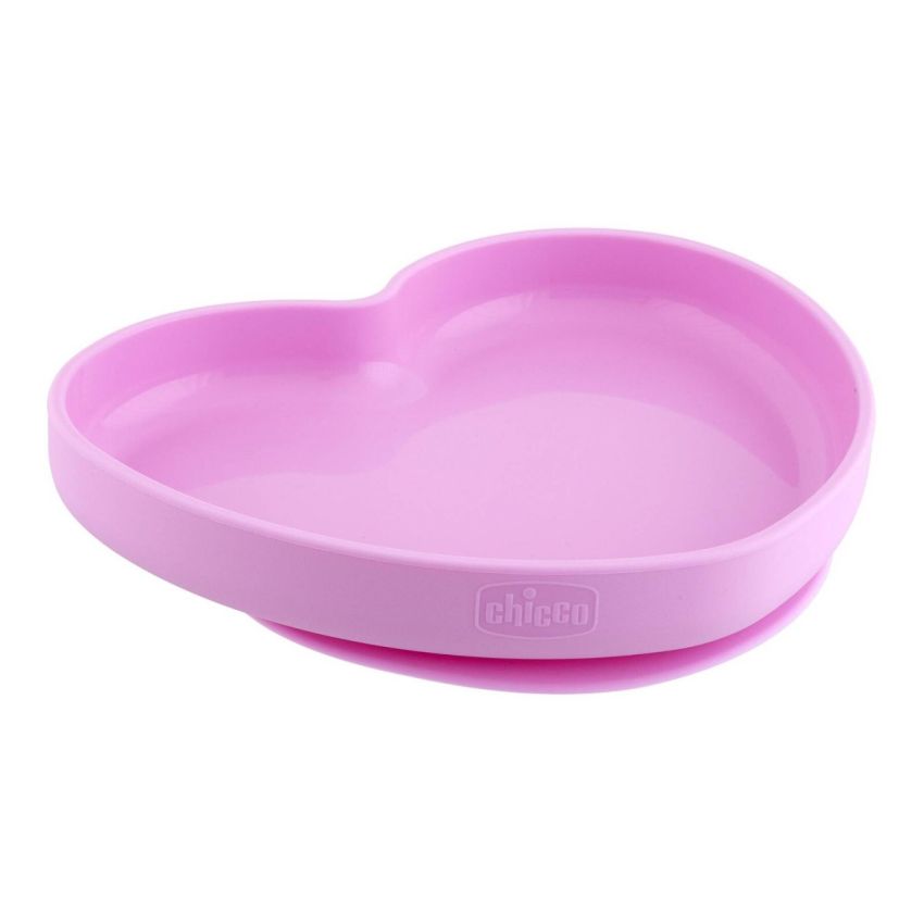 Chicco Take Eat Easy Prato Silicone Heart Rosa 9m+