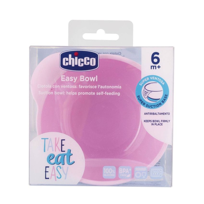 Chicco Take Eat Easy Tigela Silicone Rosa 6m+