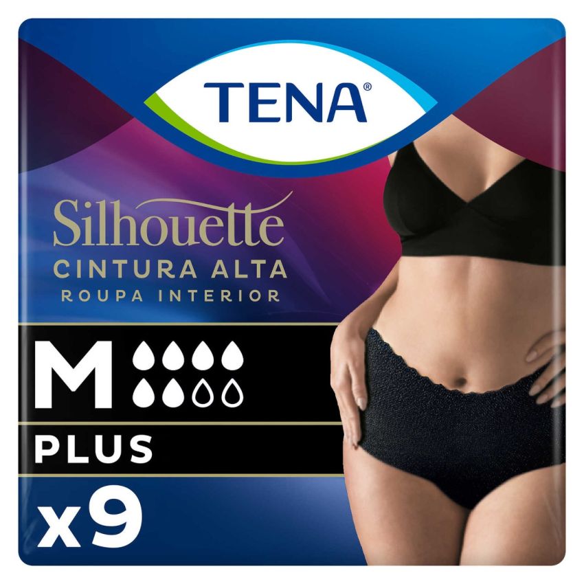 Tena Cuecas Incontinência Silhouette Plus L Preto 8 un