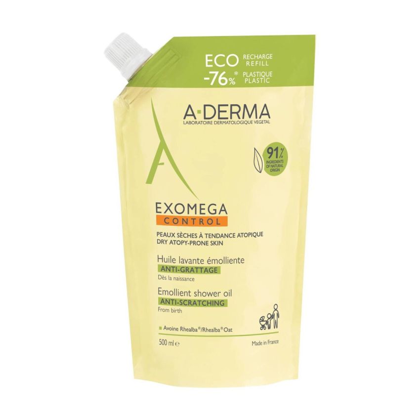 A-Derma Exomega Control Óleo de Banho Antiprurido Pele Atópica Recarga 500ml