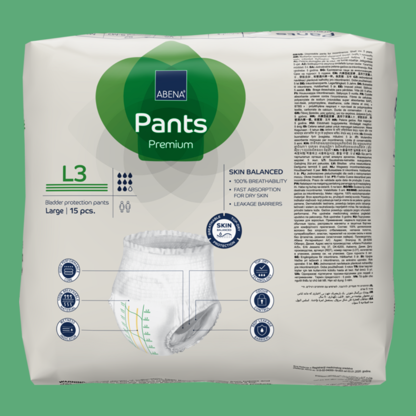 Abena Fraldas Cueca Pants Premium L3 – 15 Unidades