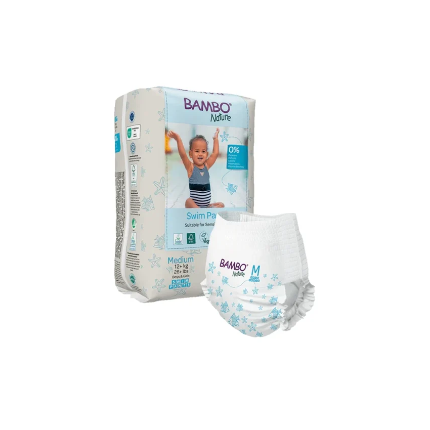 Fraldas de Natação Bambo Nature Tamanho M (+12kg) 12 Unidades