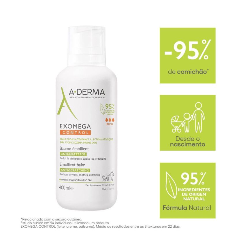 A-Derma Exomega Control Emollient Balm – Bálsamo Nutritivo Calmante 400ml