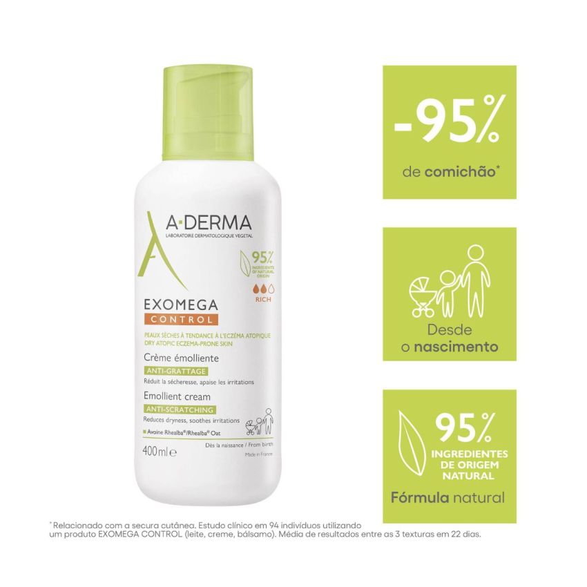 A-Derma Exomega Control Emollient Cream – Creme Nutritivo Calmante 400ml