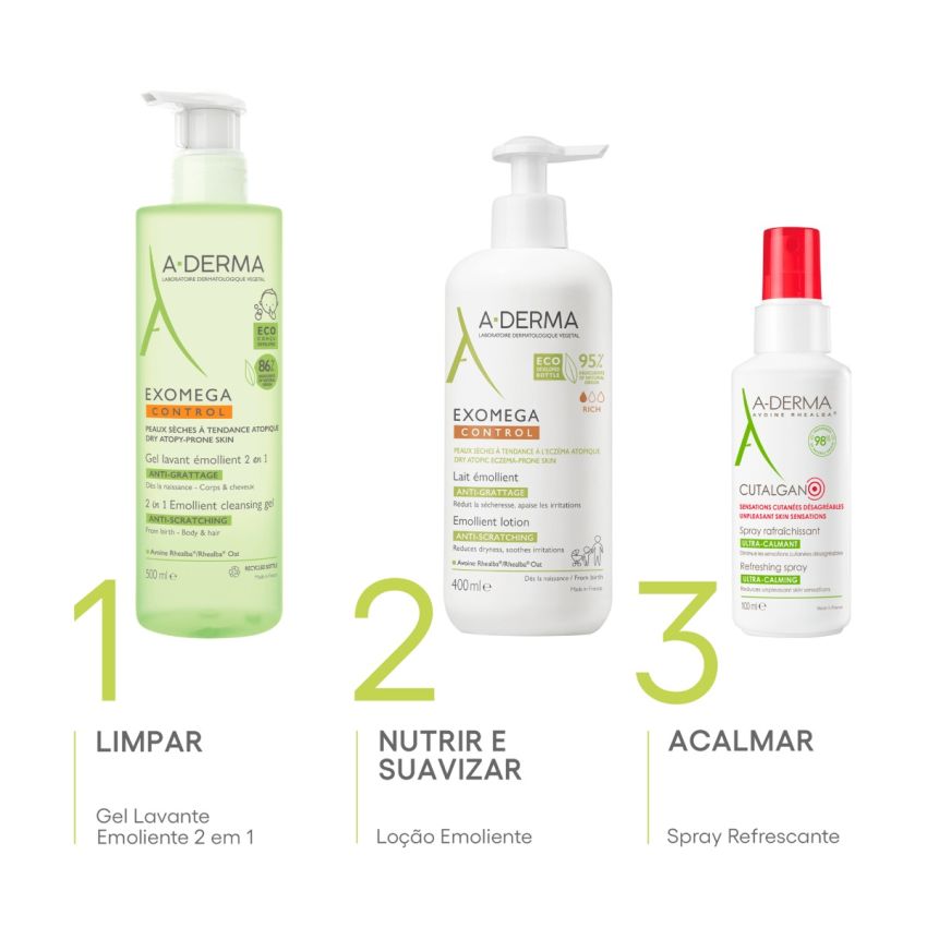 A‑Derma Exomega Gel Lavante Emoliente 2‑em‑1 – 500 ml