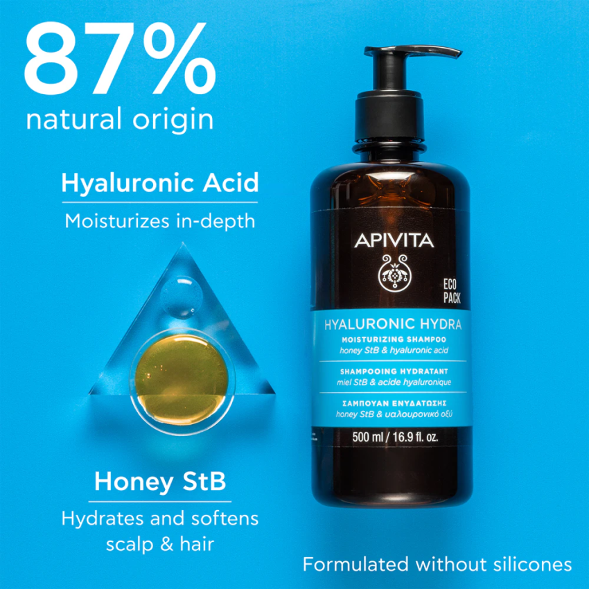  Apivita Hyaluronic Hydra Shampoo Hidratação – 500ml