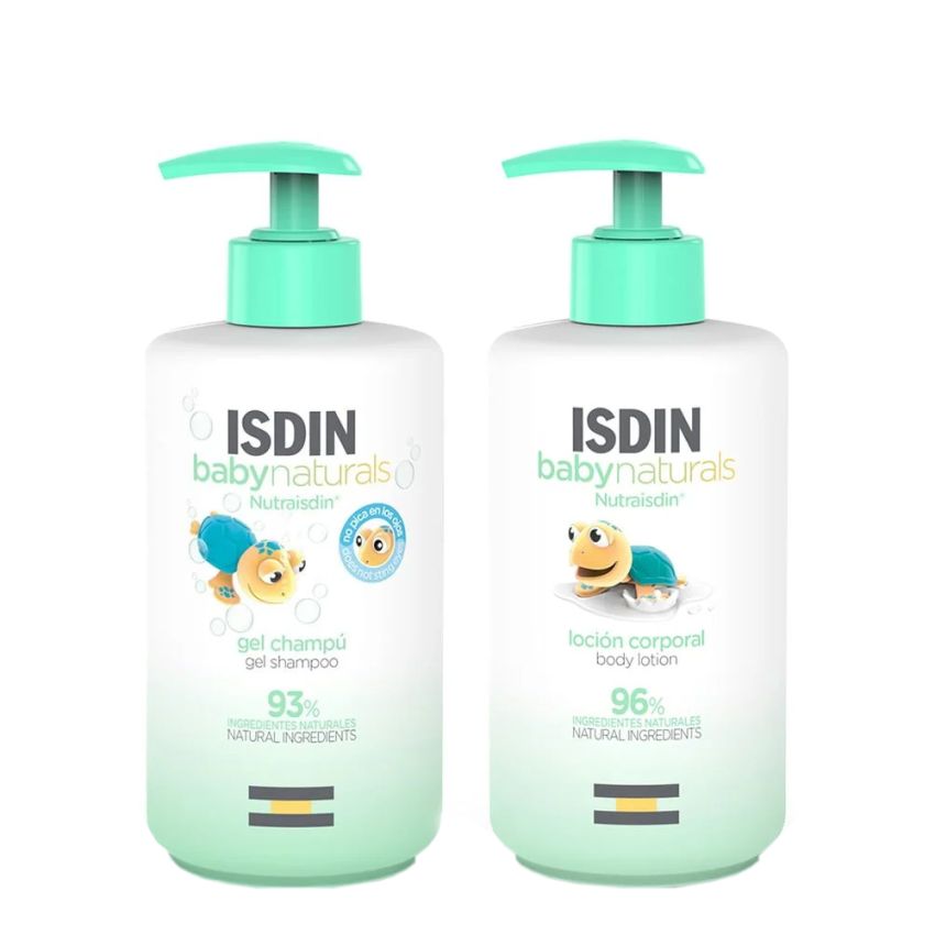  Isdin BabyNaturals Gel-Shampoo 400ml + Loção Corporal 400ml + Necessaire
