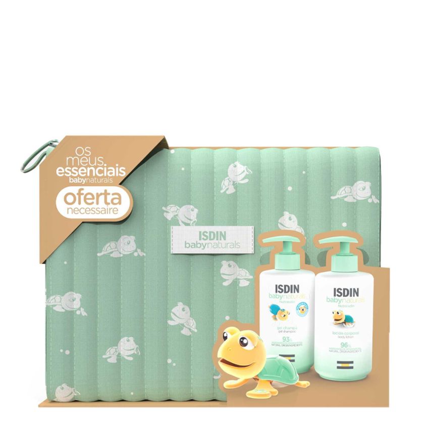  Isdin BabyNaturals Gel-Shampoo 400ml + Loção Corporal 400ml + Necessaire