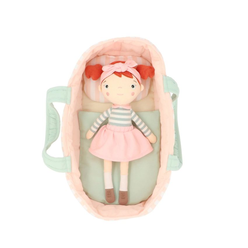 Monnëka Boneca de Pano Pequena Rosa Ruiva Laço