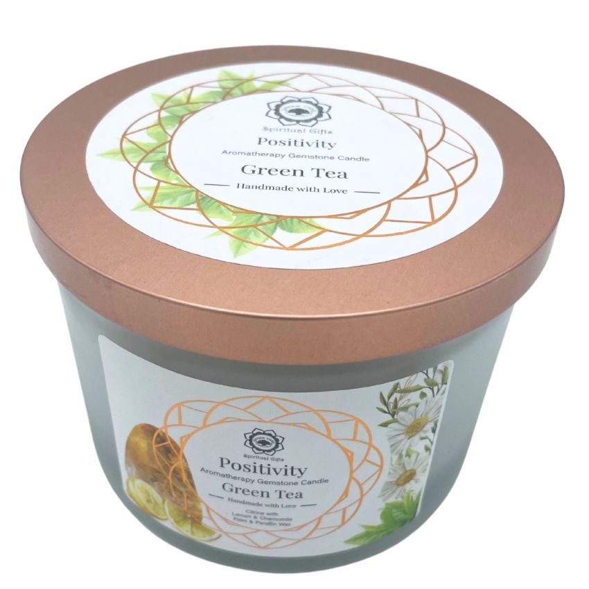 Spiritual Gifts - Vela Aromática com Pedras Positividade - Green Tea 