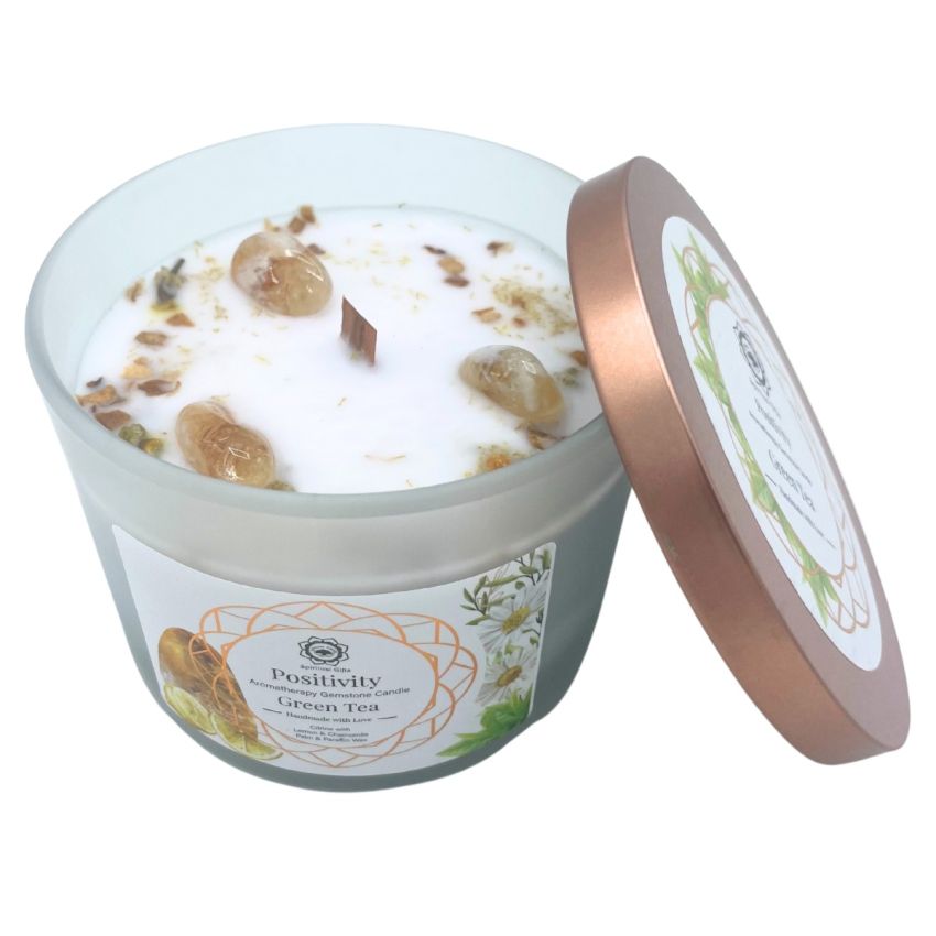 Spiritual Gifts - Vela Aromática com Pedras Positividade - Green Tea 