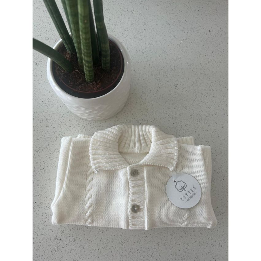  Casaco com Gola para Bebé-Perola-6M